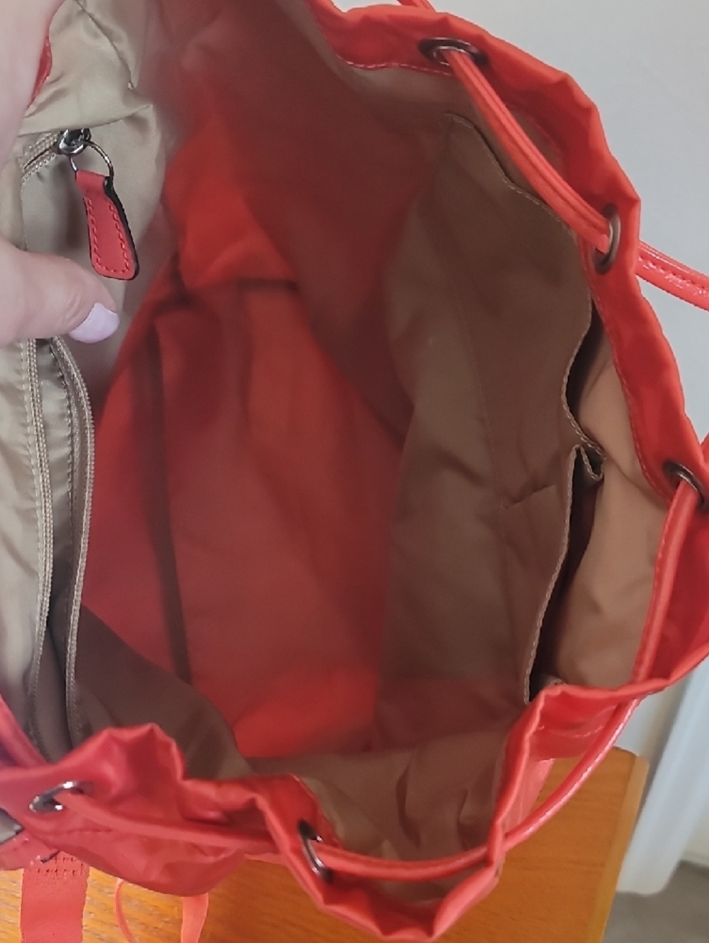 Coach Orange Signature Nylon Drawstring Backpack - Picture 12 of 12